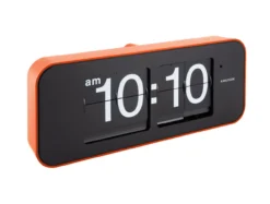 Wall clock Wide Flip orange casing, black dial