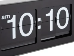 Wall clock Wide Flip silver casing, black dial