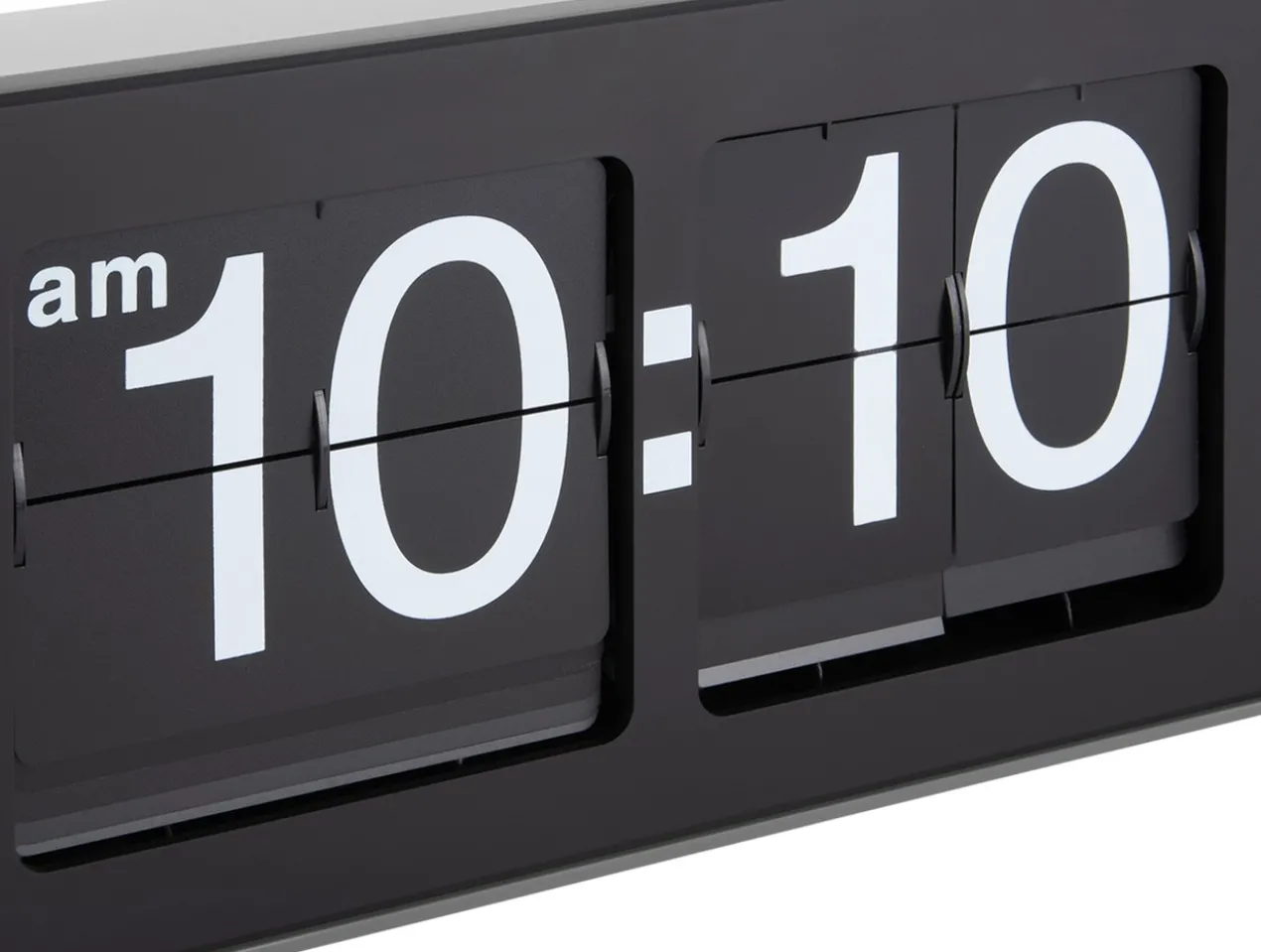 Wall clock Wide Flip silver casing, black dial