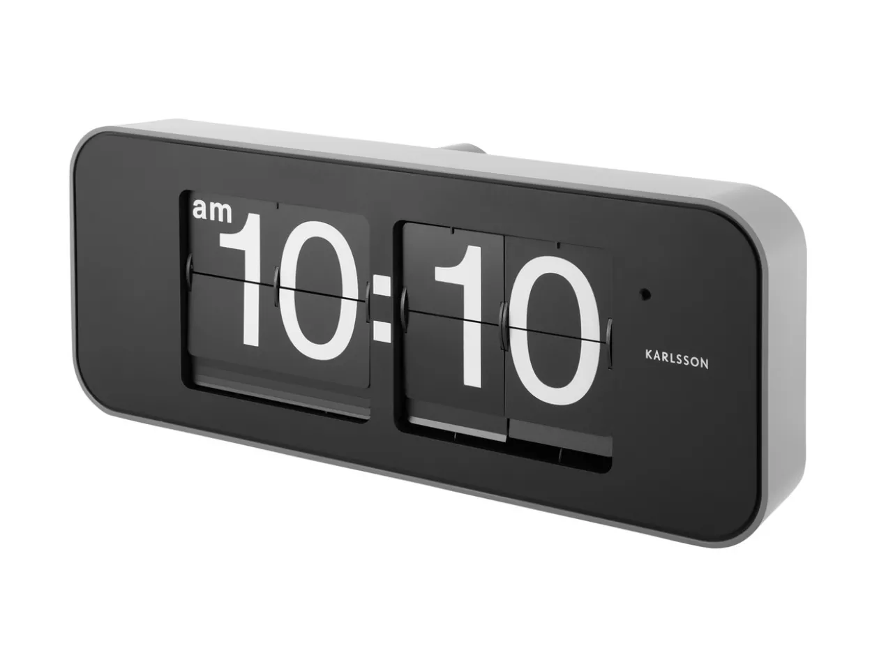 Wall clock Wide Flip silver casing, black dial