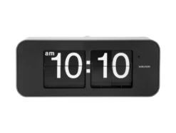 Wall clock Wide Flip silver casing, black dial