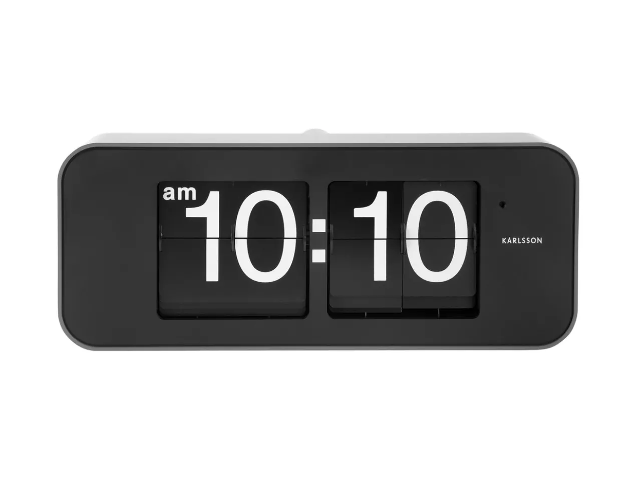 Wall clock Wide Flip silver casing, black dial