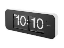 Wall clock Wide Flip white casing, black dial