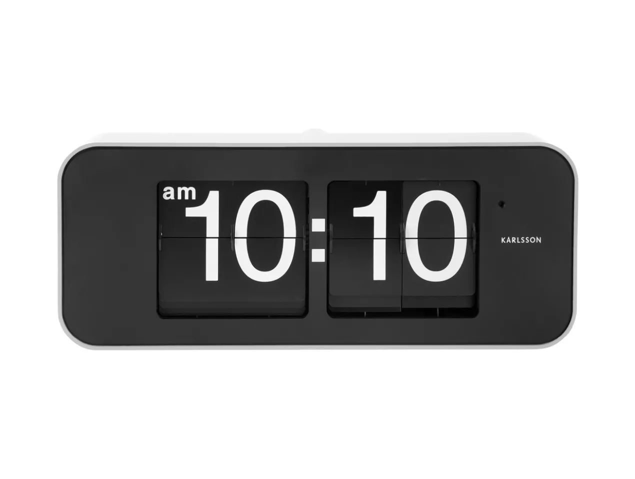 Wall clock Wide Flip white casing, black dial