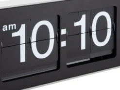 Wall clock Wide Flip white casing, black dial