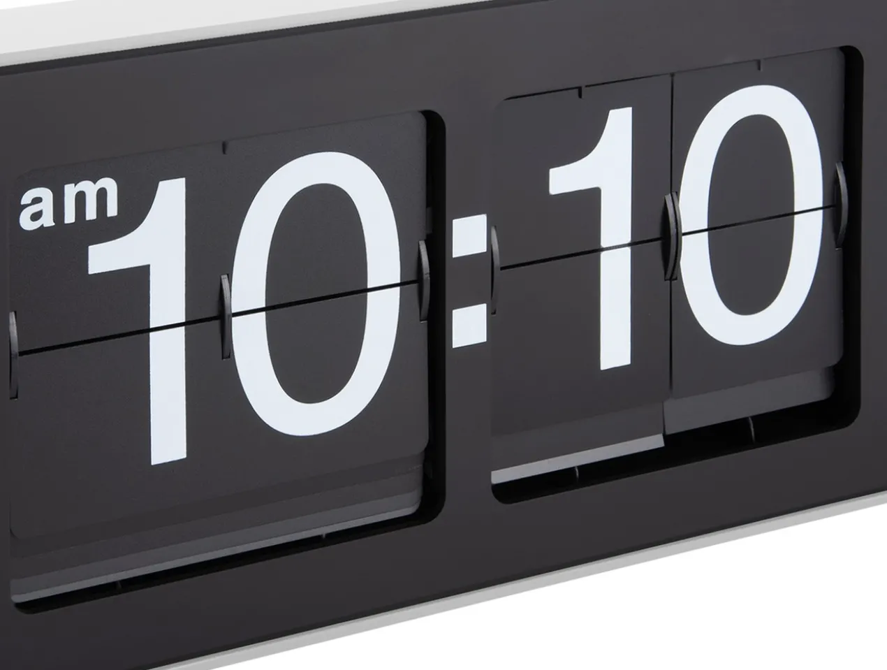 Wall clock Wide Flip white casing, black dial