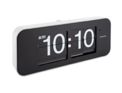 Wall clock Wide Flip white casing, black dial