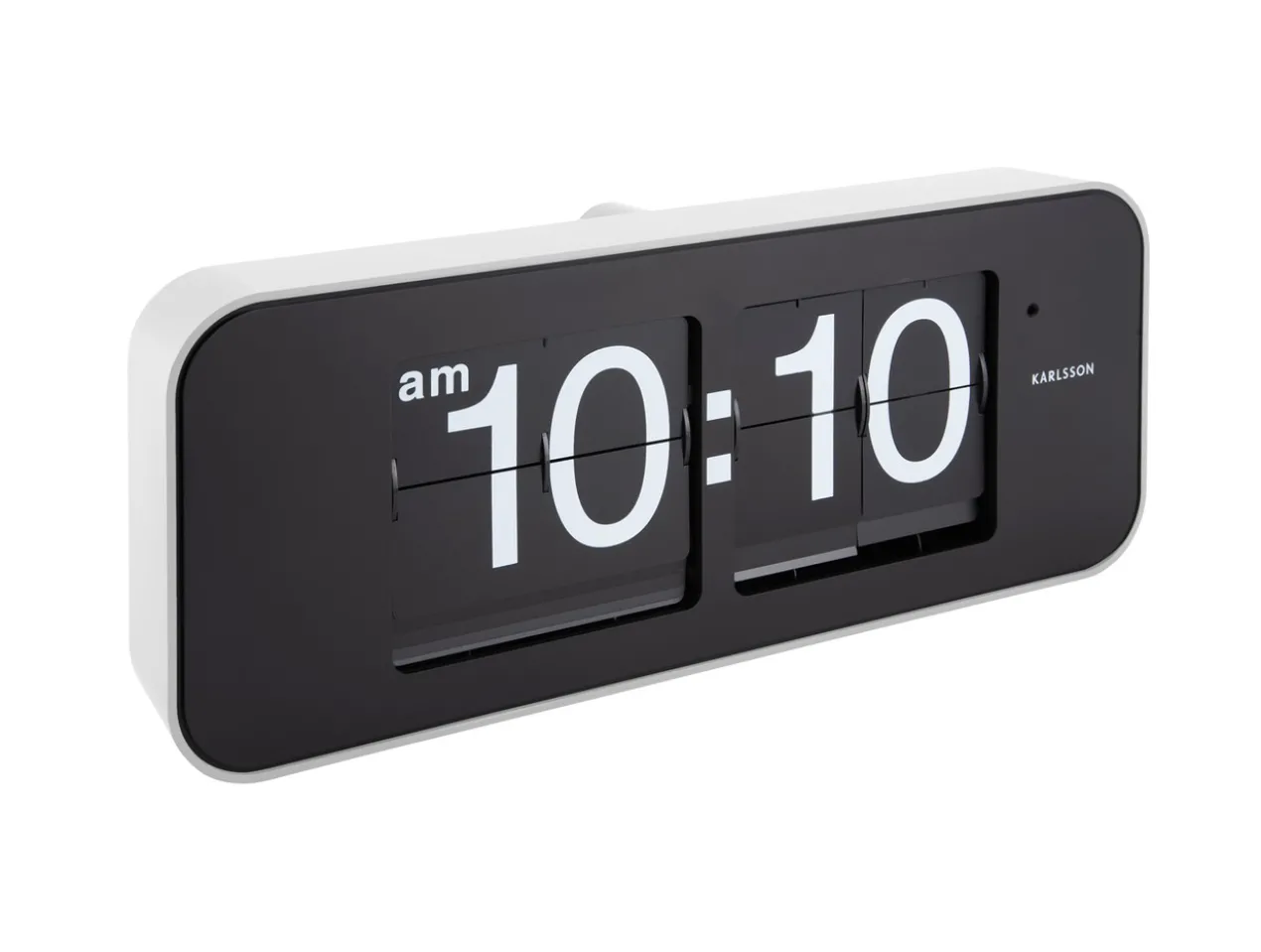 Wall clock Wide Flip white casing, black dial