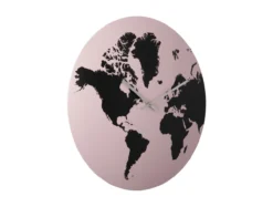 Wall clock World Map iron soft pink