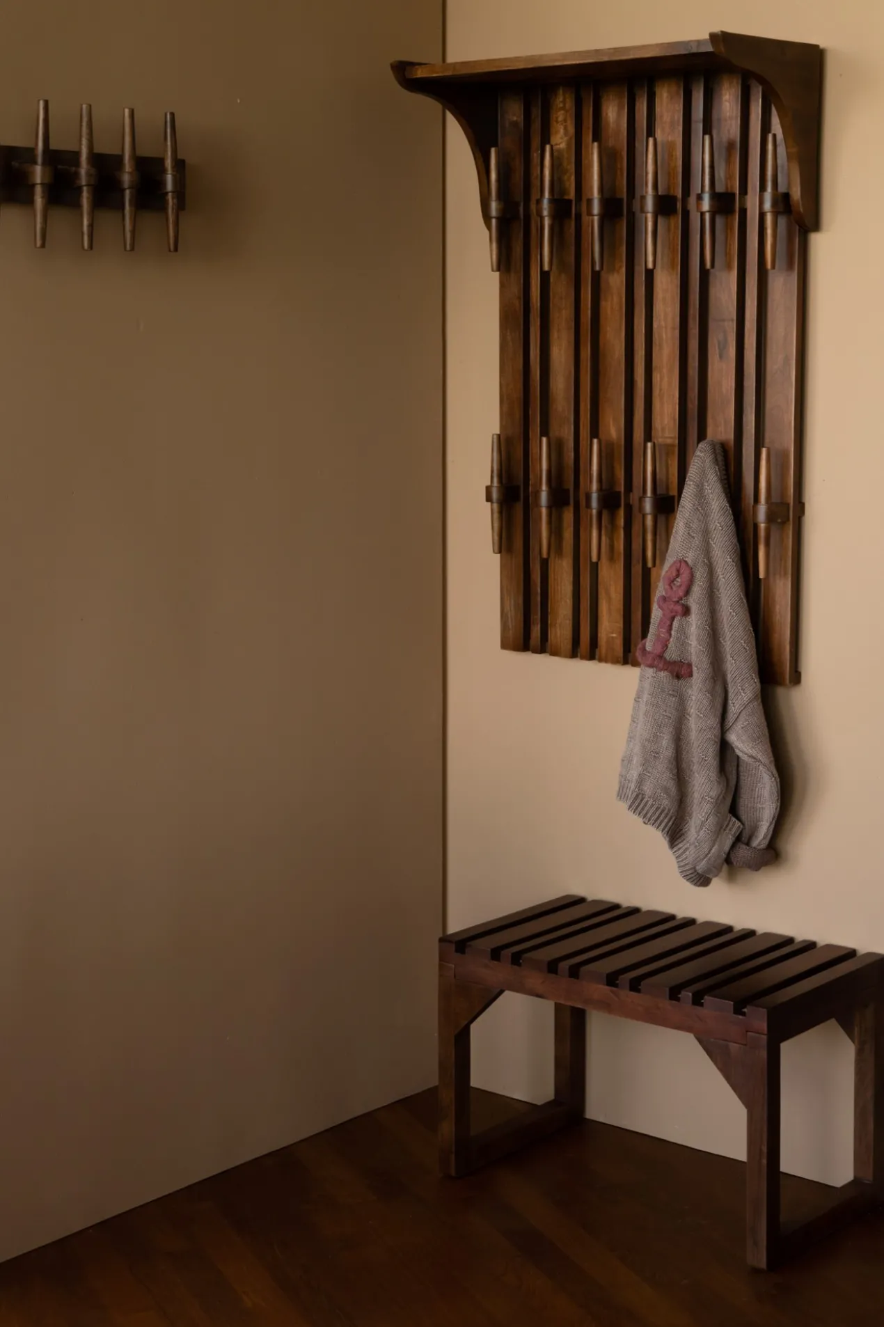Wall coat rack shelf jakub walnut