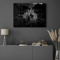 Walljar acrylglas schilderij - Two Zebras Nuzzling Acrylglas schilderij - 50 x 70 cm