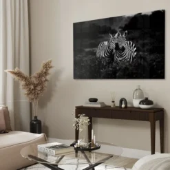 Walljar acrylglas schilderij - Two Zebras Nuzzling Acrylglas schilderij - 50 x 70 cm