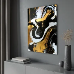Walljar acrylglas schilderij - Golden Strokes Acrylglas schilderij - 50 x 70 cm