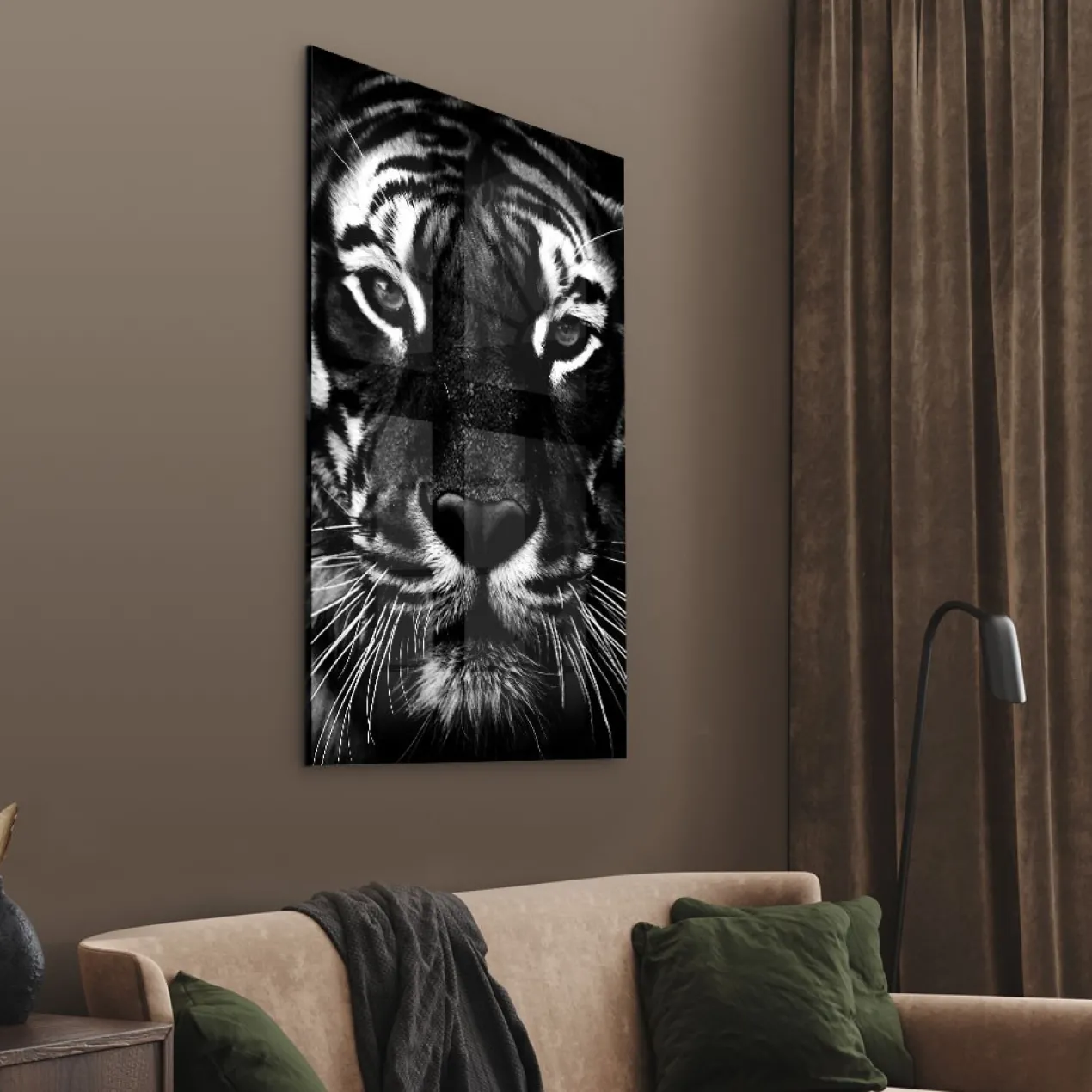 Walljar acrylglas schilderij - Facing Tiger Acrylglas schilderij - 50 x 70 cm