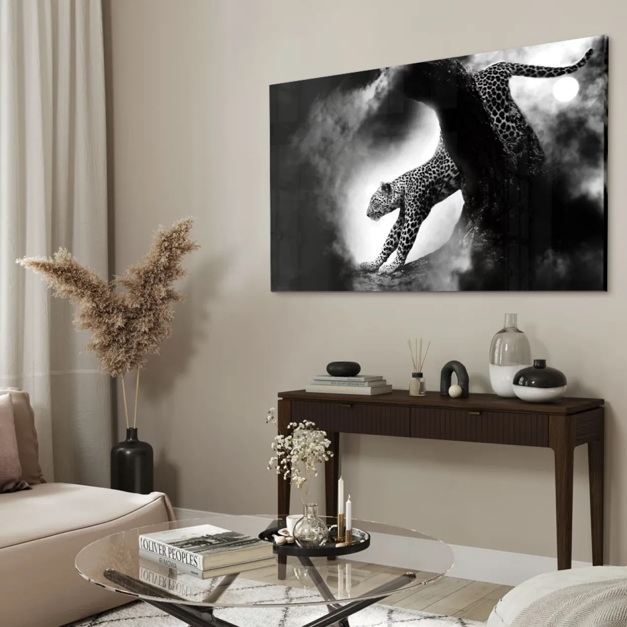 Walljar acrylglas schilderij - Crouching Panther Acrylglas schilderij - 50 x 70 cm