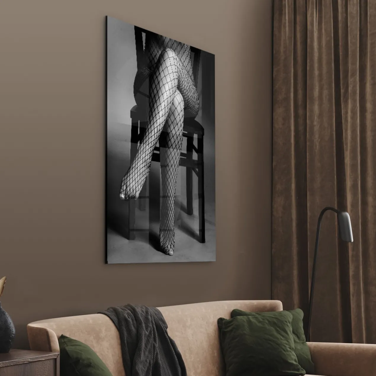 Walljar acrylglas schilderij - Woman On Chair Acrylglas schilderij - 60 x 90 cm