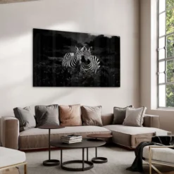 Walljar acrylglas schilderij - Two Zebras Nuzzling Acrylglas schilderij - 60 x 90 cm