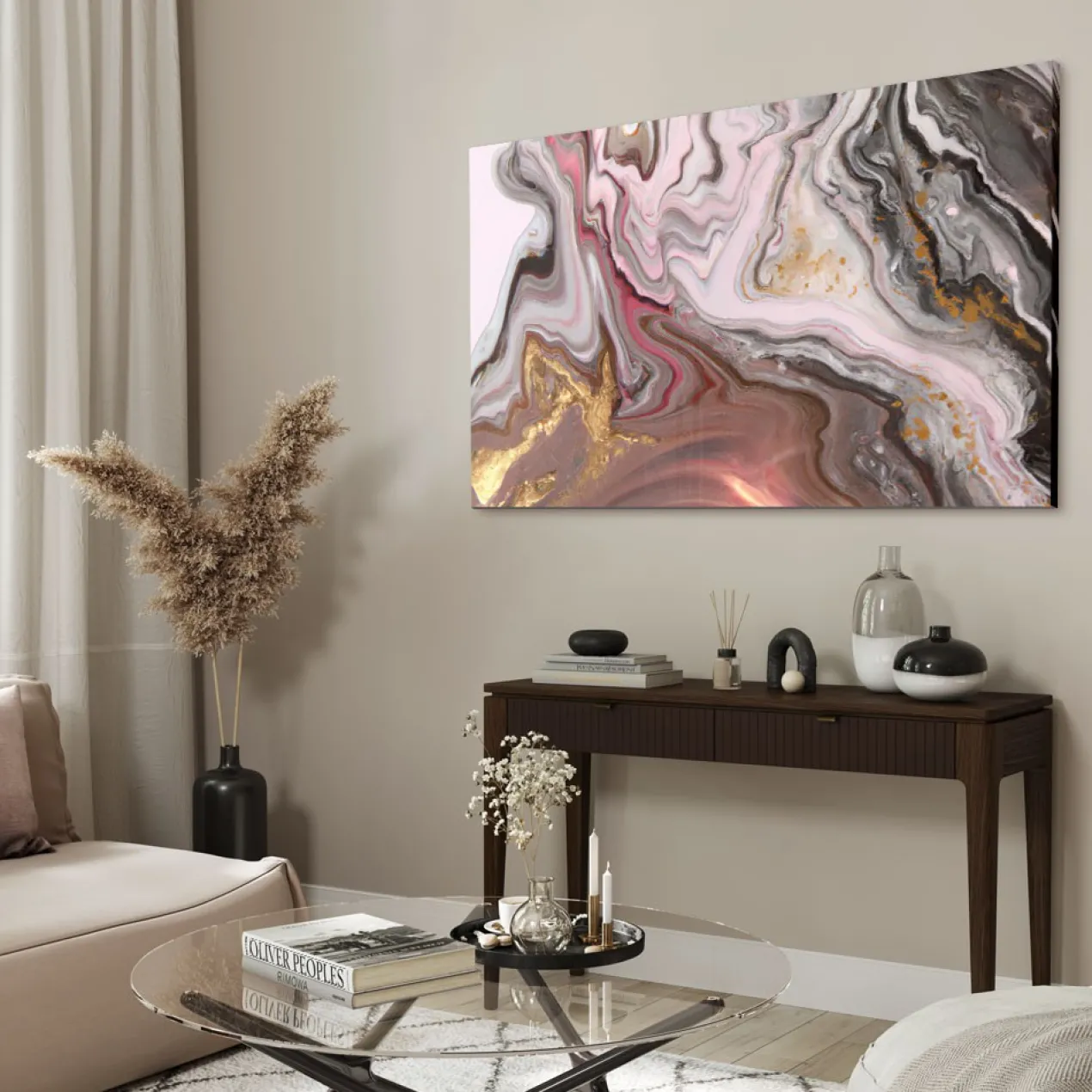 Walljar acrylglas schilderij - Touch of gold Acrylglas schilderij - 80 x 120 cm
