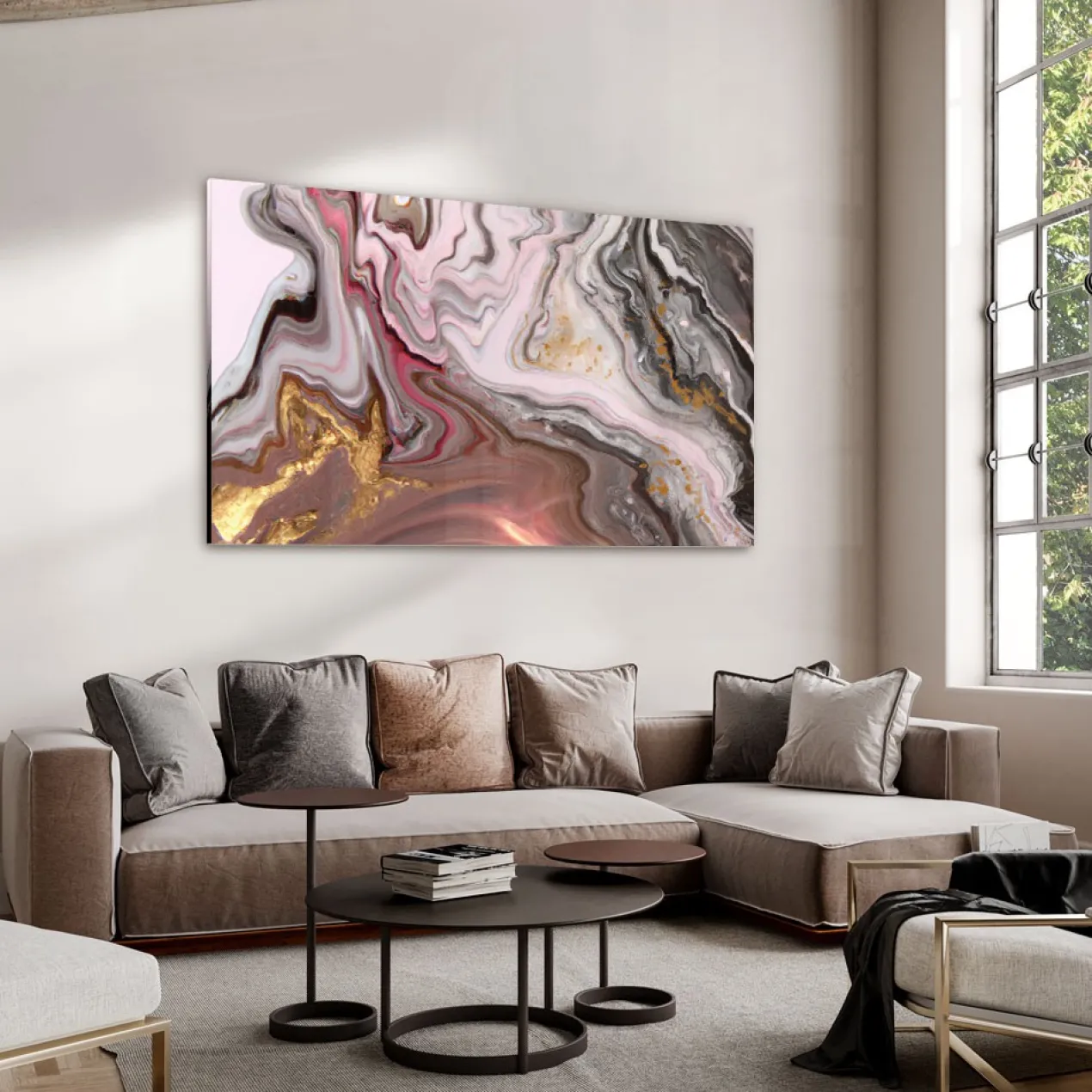Walljar acrylglas schilderij - Touch of gold Acrylglas schilderij - 120 x 180 cm