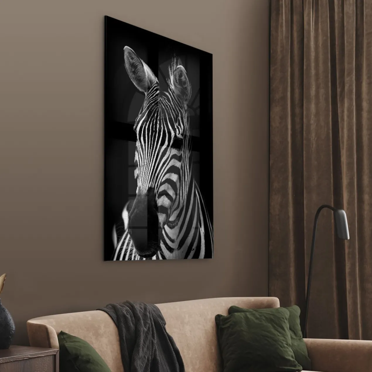 Walljar acrylglas schilderij - Mysterious Zebra Acrylglas schilderij - 60 x 90 cm