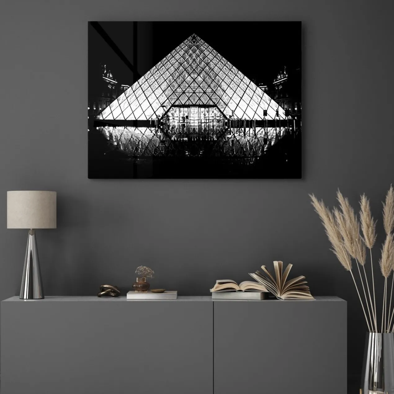 Walljar acrylglas schilderij - Louvre Frontview Acrylglas schilderij - 60 x 90 cm