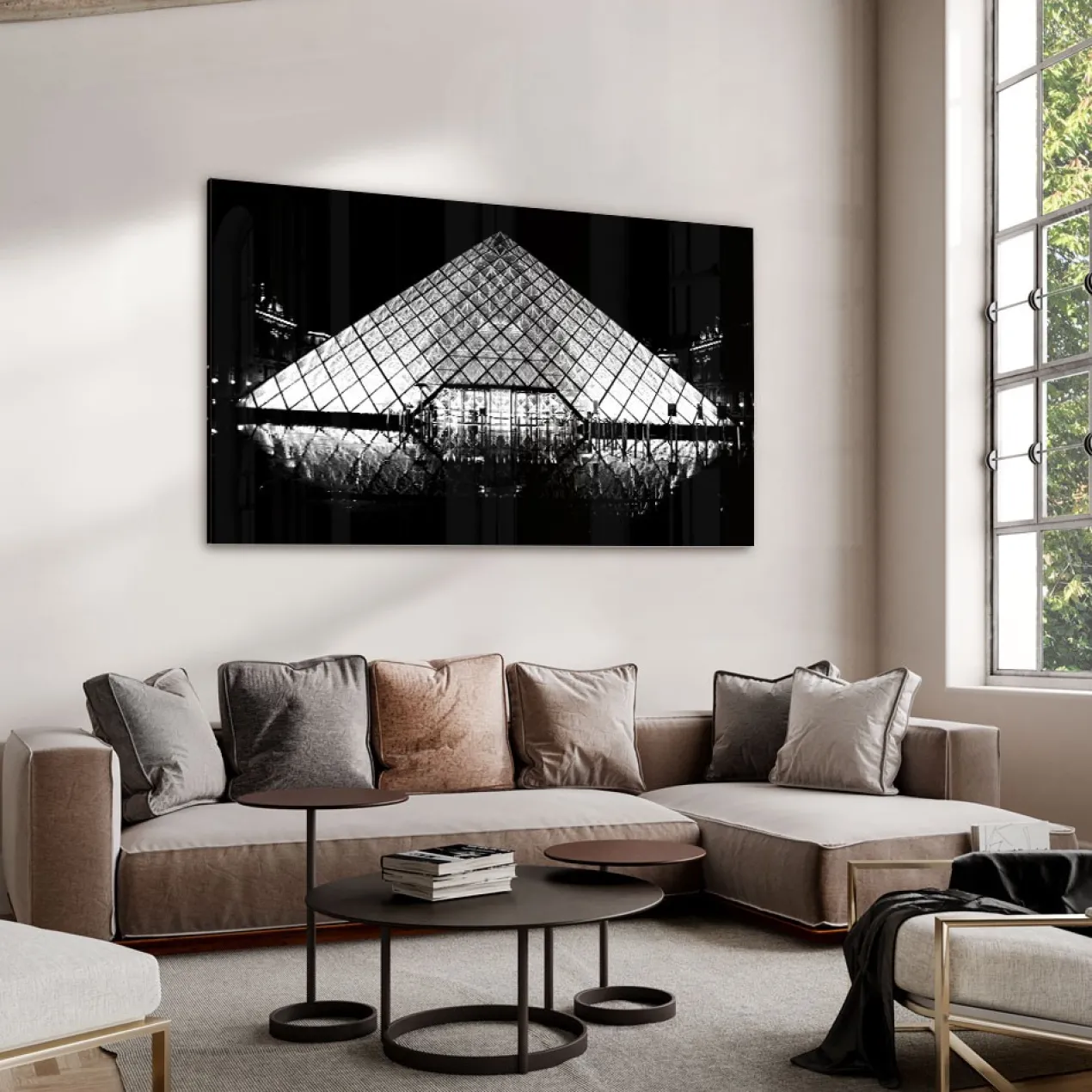 Walljar acrylglas schilderij - Louvre Frontview Acrylglas schilderij - 70 x 100 cm
