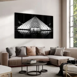 Walljar acrylglas schilderij - Louvre Frontview Acrylglas schilderij - 150 x 225 cm