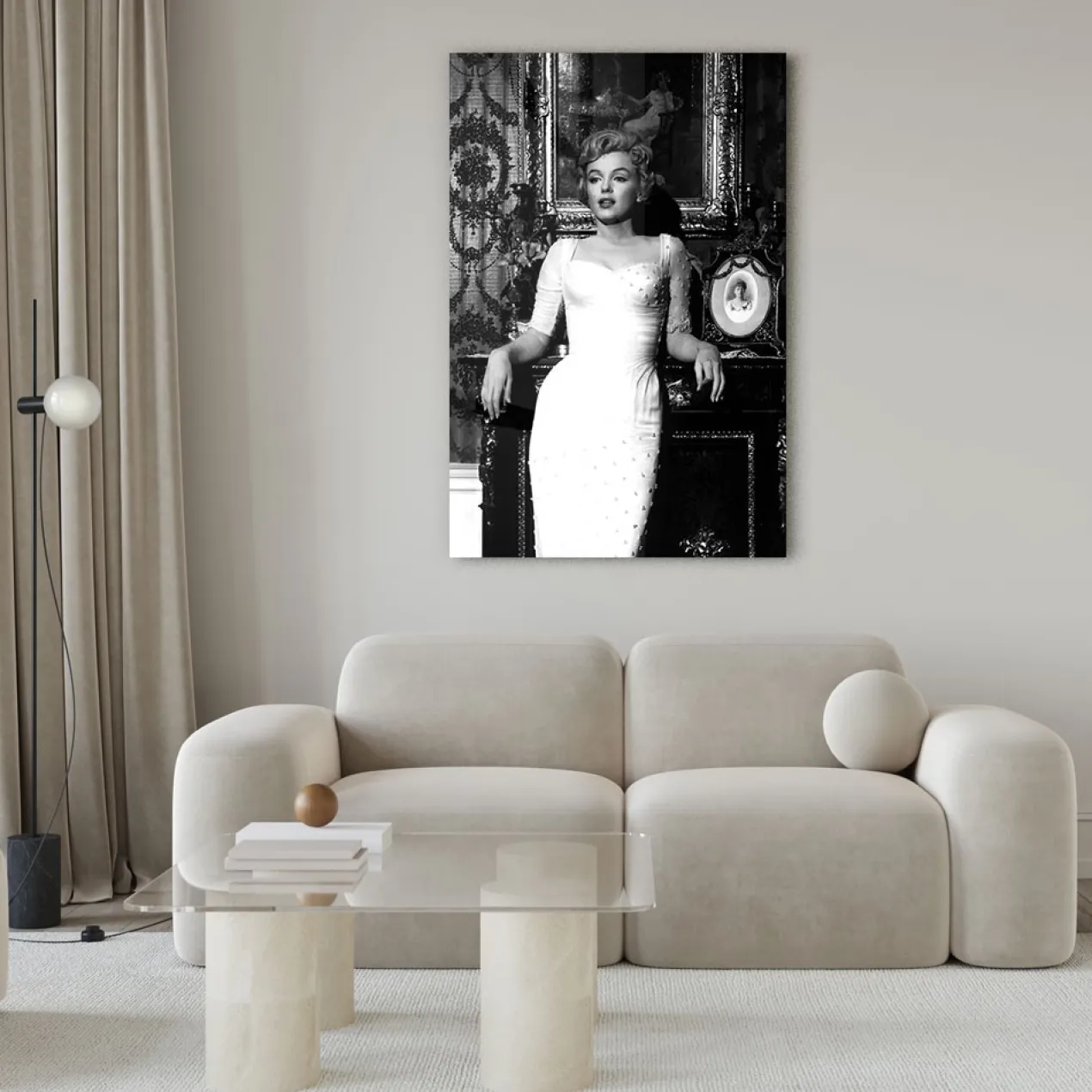 Walljar acrylglas schilderij - Marilyn Monroe Posing Acrylglas schilderij - 120 x 180 cm