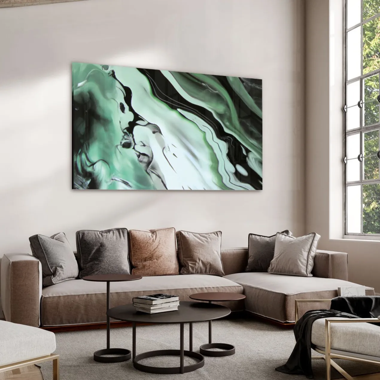 Walljar acrylglas schilderij - Groovy waves Acrylglas schilderij - 60 x 90 cm