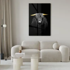 Walljar acrylglas schilderij - Gold Ox Horns Acrylglas schilderij - 120 x 180 cm