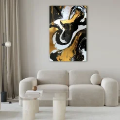Walljar acrylglas schilderij - Golden Strokes Acrylglas schilderij - 60 x 90 cm