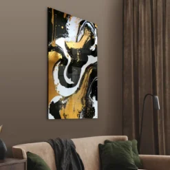 Walljar acrylglas schilderij - Golden Strokes Acrylglas schilderij - 80 x 120 cm