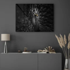 Walljar acrylglas schilderij - Golden Peacock Acrylglas schilderij - 70 x 100 cm