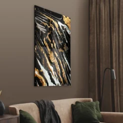 Walljar acrylglas schilderij - Golden paint Acrylglas schilderij - 70 x 100 cm