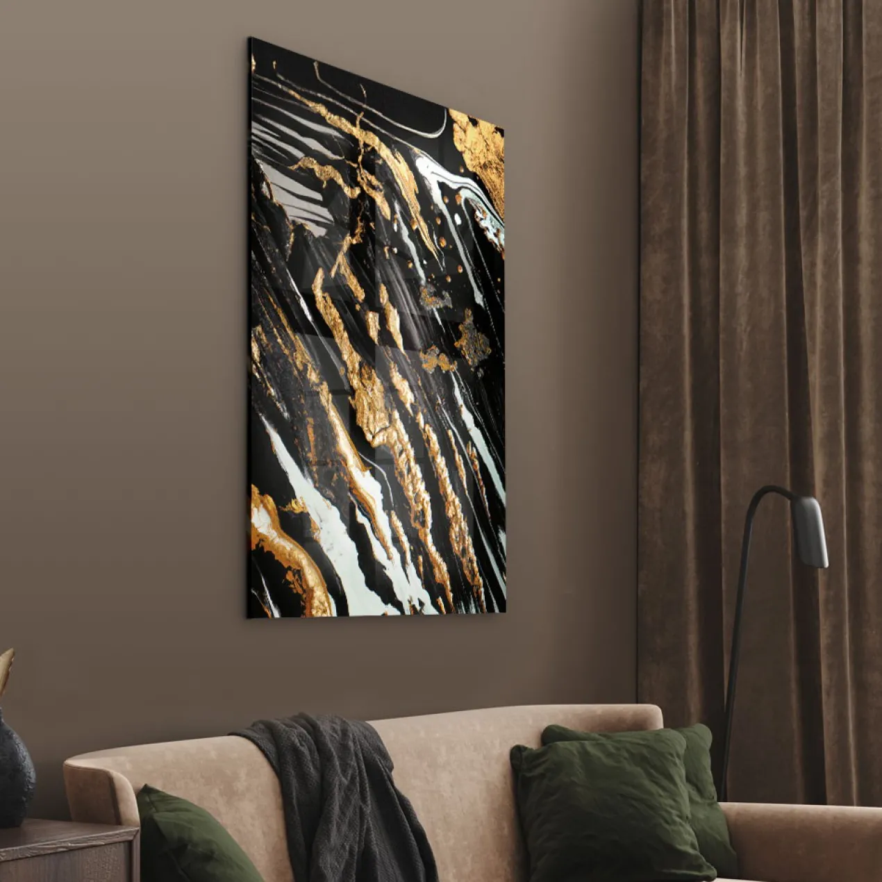Walljar acrylglas schilderij - Golden paint Acrylglas schilderij - 70 x 100 cm