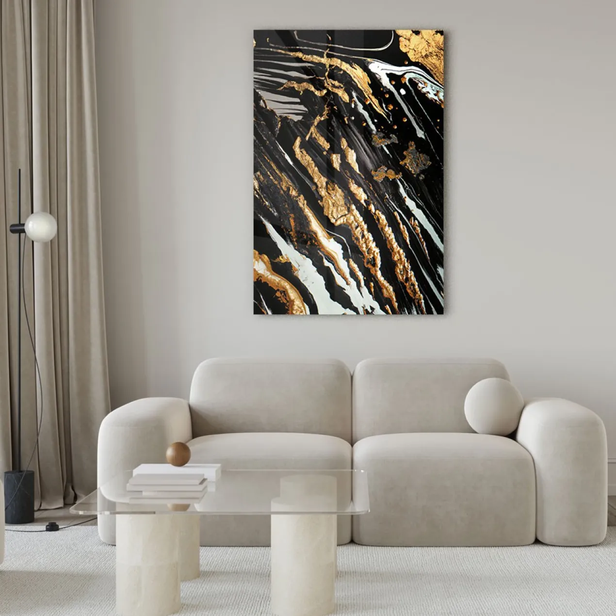 Walljar acrylglas schilderij - Golden paint Acrylglas schilderij - 150 x 225 cm
