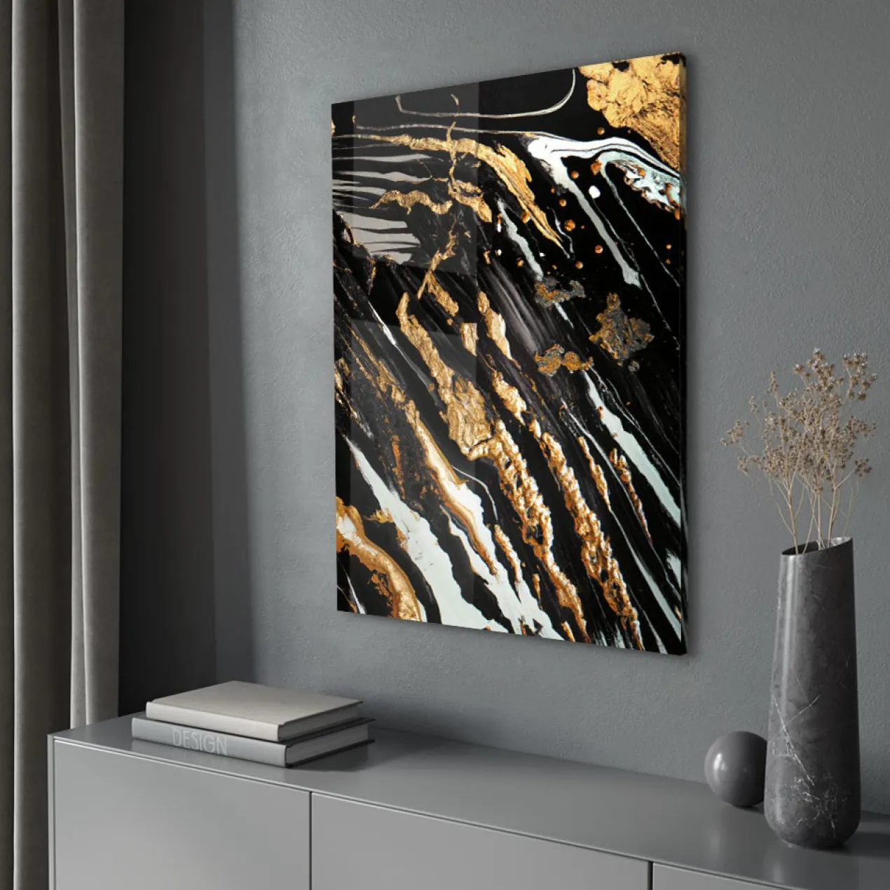 Walljar acrylglas schilderij - Golden paint Acrylglas schilderij - 150 x 225 cm