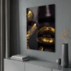 Walljar acrylglas schilderij - Golden Lips Acrylglas schilderij - 70 x 100 cm