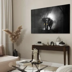 Walljar acrylglas schilderij - Golden Elephant Acrylglas schilderij - 60 x 90 cm
