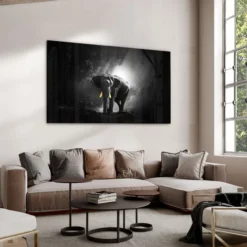 Walljar acrylglas schilderij - Golden Elephant Acrylglas schilderij - 60 x 90 cm