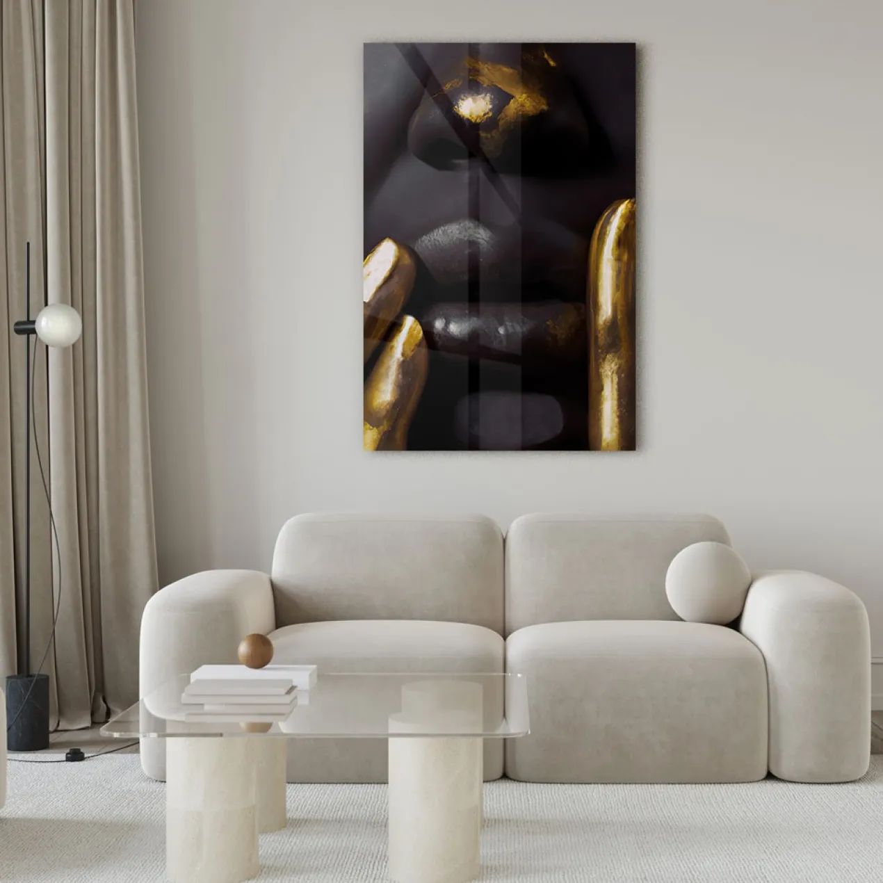 Walljar acrylglas schilderij - Golden Fingers Acrylglas schilderij - 70 x 100 cm