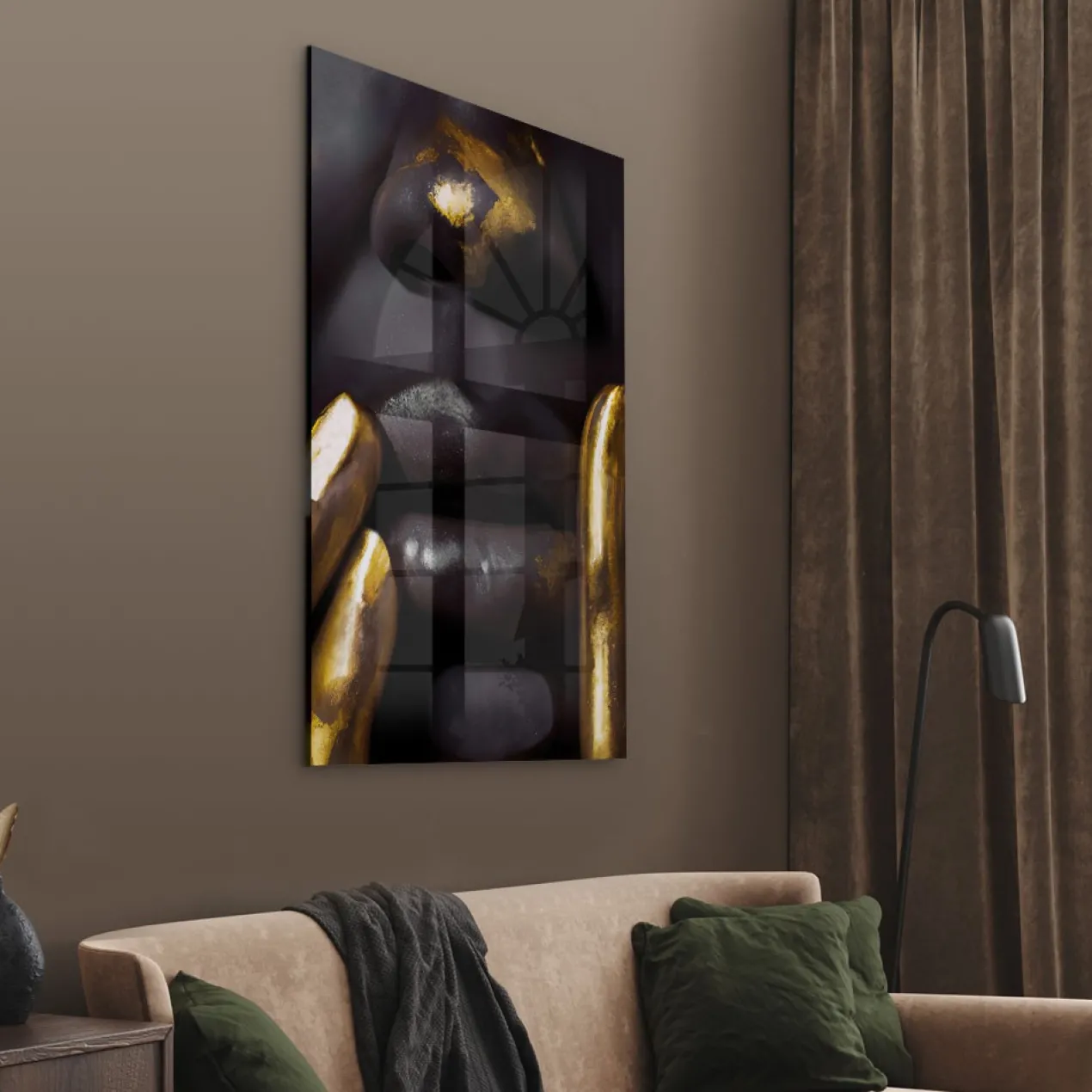 Walljar acrylglas schilderij - Golden Fingers Acrylglas schilderij - 120 x 180 cm