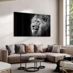 Walljar acrylglas schilderij - Gazing Lion Acrylglas schilderij - 120 x 180 cm