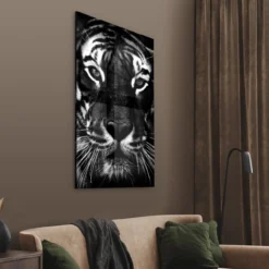 Walljar acrylglas schilderij - Facing Tiger Acrylglas schilderij - 60 x 90 cm