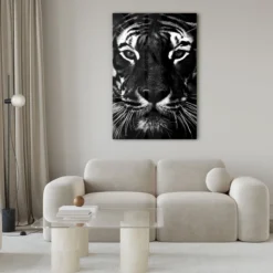 Walljar acrylglas schilderij - Facing Tiger Acrylglas schilderij - 80 x 120 cm