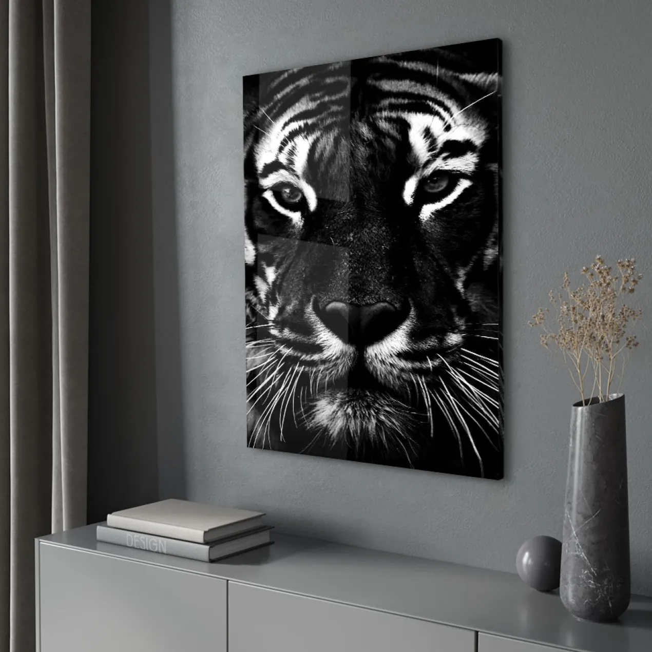Walljar acrylglas schilderij - Facing Tiger Acrylglas schilderij - 120 x 180 cm