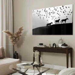 Walljar acrylglas schilderij - Distant Horses Acrylglas schilderij - 80 x 120 cm