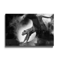 Walljar acrylglas schilderij - Crouching Panther Acrylglas schilderij - 120 x 180 cm