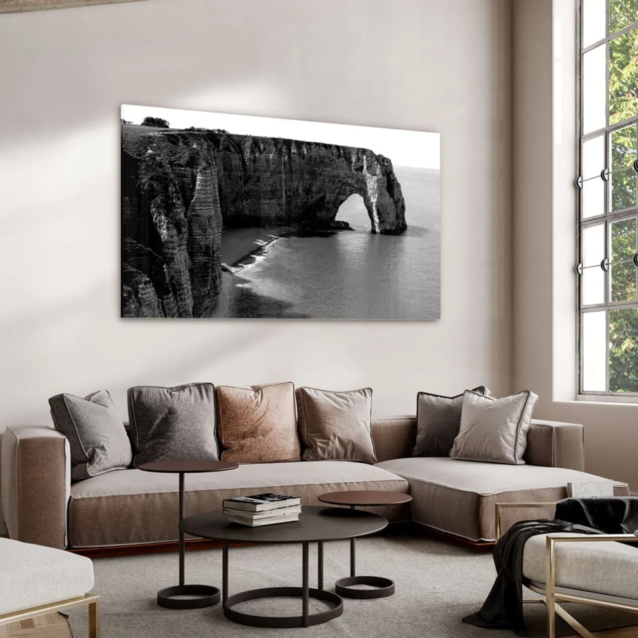 Walljar acrylglas schilderij - Cliffs of Etretat Acrylglas schilderij - 120 x 180 cm