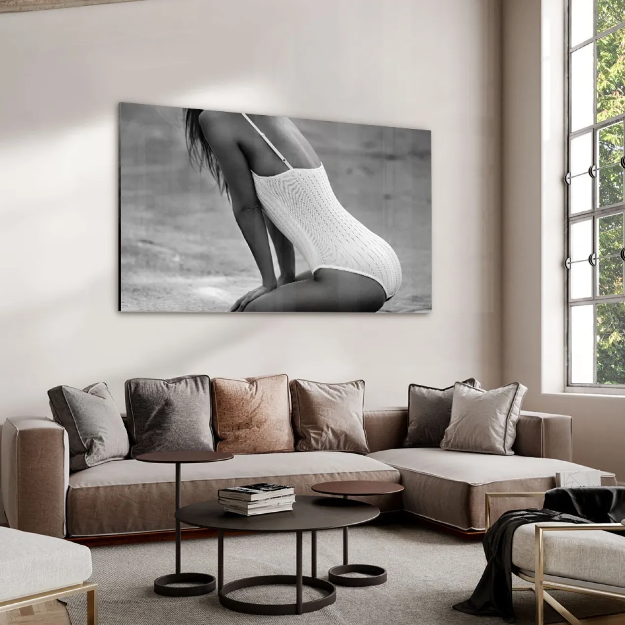 Walljar acrylglas schilderij - Beach Woman Acrylglas schilderij - 150 x 225 cm
